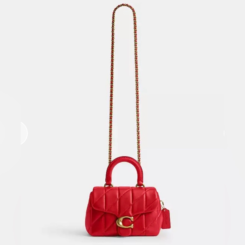 Coach Tabby Top Handle Bag with Quilting Candy Apple Red - Picture 8 of 9